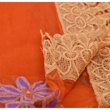 Load image into Gallery viewer, Sanskriti Vintage Dupatta Long Stole Net Mesh Orange Hijab Embroidered Scarves
