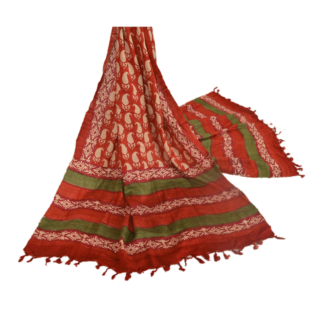 Dupatta Long Stole Handloom Orange Hijab Printed Woven Veil Stole