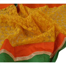 Load image into Gallery viewer, Sanskriti Vintage Dupatta Long Stole Net Mesh Yellow Hijab Embroidered Scarves
