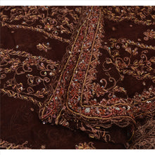 Load image into Gallery viewer, Sanskriti Vintage Dupatta Long Stole Georgette Brown Hijab Hand Beaded Scarves
