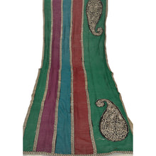 Load image into Gallery viewer, Sanskriti Vintage Dupatta Long Stole Art Silk Green Hijab Embroidered Wrap Veil
