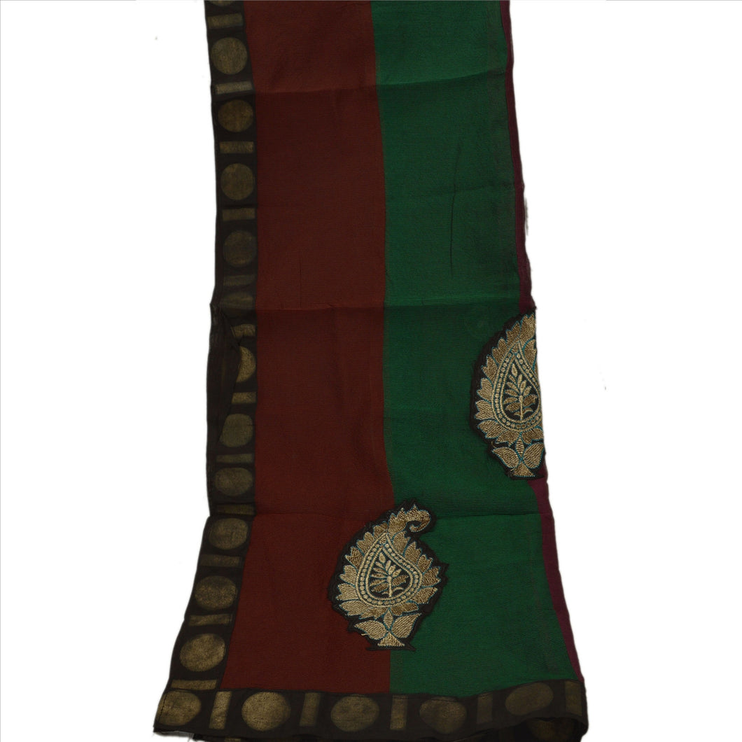 Sanskriti Vintage Dupatta Long Stole Art Silk Multi Color Embroidered Wrap Veil