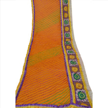 Load image into Gallery viewer, Vintage Dupatta Long Stole Chiffon Silk Saffron Embroidered Leheria Scarves
