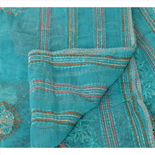 Load image into Gallery viewer, Sanskriti Vintage Dupatta Long Stole Net Mesh Blue Embroidered Veil Scarves

