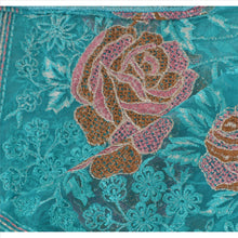 Load image into Gallery viewer, Sanskriti Vintage Dupatta Long Stole Net Mesh Blue Embroidered Veil Scarves
