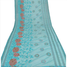 Load image into Gallery viewer, Sanskriti Vintage Dupatta Long Stole Net Mesh Blue Embroidered Veil Scarves
