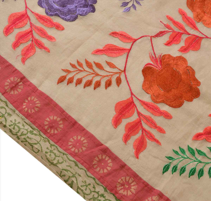 Sanskriti Vintage Dupatta Long Scarf Cotton Multi Color Hijab Embroidered Painted Stole