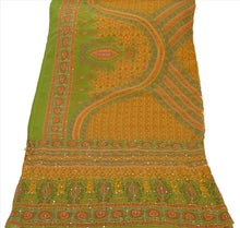 Load image into Gallery viewer, Vintage Dupatta Long Stole Georgette Green Hand Embroidered Kantha Wrap Veil
