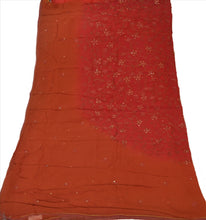 Load image into Gallery viewer, Sanskriti Vintage Dupatta Long Stole Georgette Dark Orange Hand Beaded Wrap Veil
