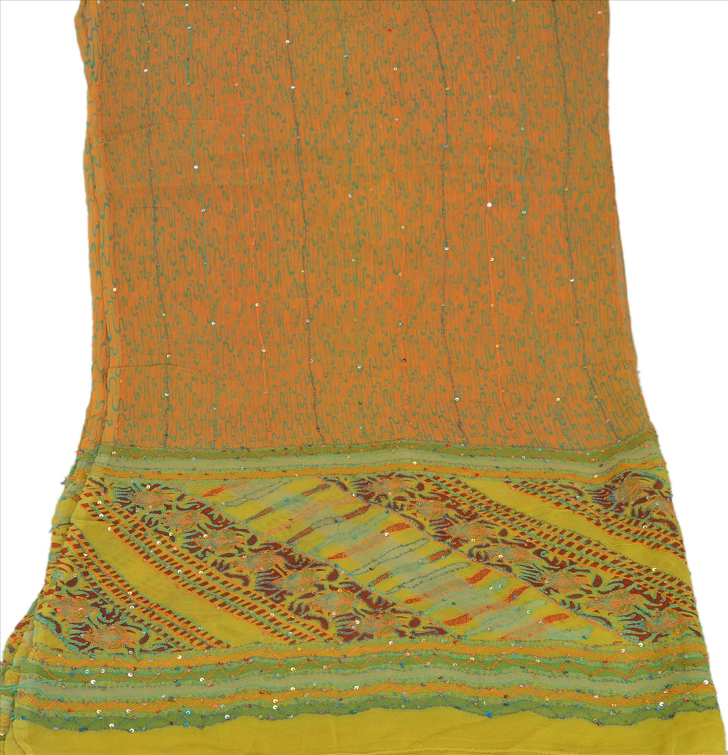 Vintage Dupatta Schal Long Stola Georgette Hand Embroidered Kantha Wrap Hijab