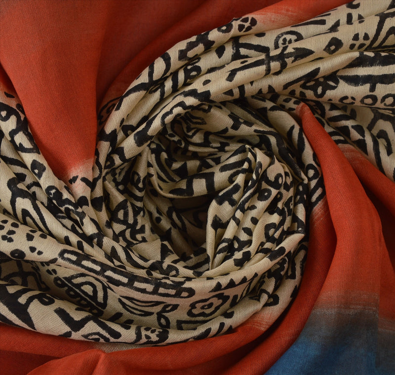 Sanskriti Vintage Dupatta Long Stole Cotton Multi Color Wrap Hijab Printed Veil Scarves