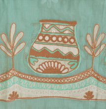 Load image into Gallery viewer, Vintage Dupatta Long Stole Cotton Sea Green Scarves Hand Embroidered Hijab
