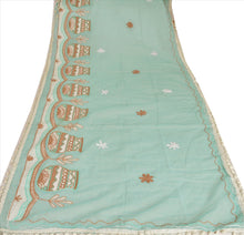Load image into Gallery viewer, Vintage Dupatta Long Stole Cotton Sea Green Scarves Hand Embroidered Hijab
