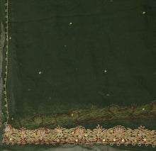 Load image into Gallery viewer, Sanskriti Vintage Dupatta Long Stole Chiffon Silk Green Hand Beaded Wrap Veil
