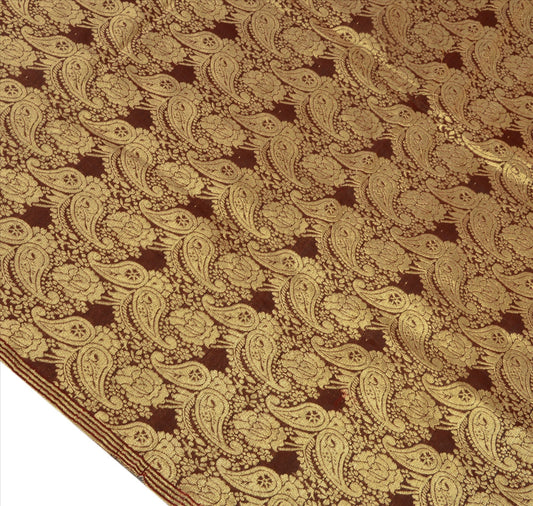 Sanskriti Vintage Dupatta Long Stole Art Silk Maroon Hijab Woven Brocade Wrap Veil