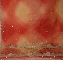 Load image into Gallery viewer, Sanskriti Vintage Dupatta Long Stole Net Mesh Red Scarves Hand Beaded Hijab

