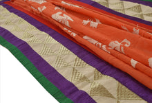 Load image into Gallery viewer, Sanskriti Vintage Dupatta Long Stole Georgette Orange Scarves Embroidered Hijab
