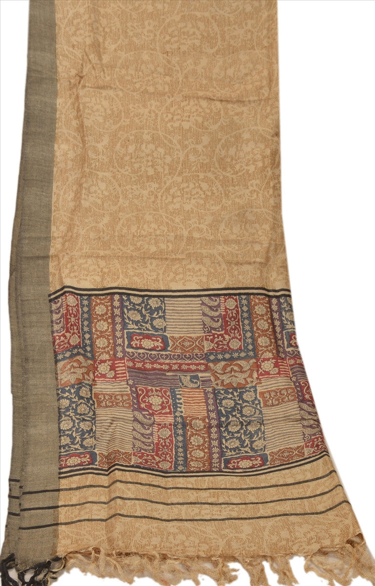 Vintage Dupatta Long Stole Woolen Brown Wrap Hijab Printed Veil Floral Scarves