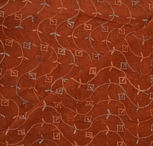 Load image into Gallery viewer, Sanskriti Vintage Dupatta Long Stole Chiffon Silk Brown Embroidered Wrap Hijab
