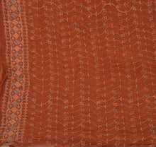 Load image into Gallery viewer, Sanskriti Vintage Dupatta Long Stole Chiffon Silk Brown Embroidered Wrap Hijab
