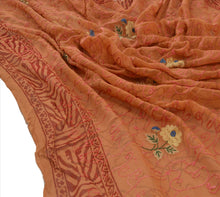 Load image into Gallery viewer, Sanskriti Vintage Dupatta Long Stole Georgette Beige Scarves Embroidered Hijab
