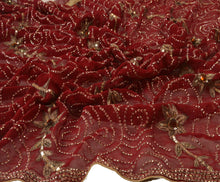 Load image into Gallery viewer, Vintage Dupatta Schal Long Stola Georgette Maroon Hand Beaded Wrap Scarves

