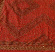Load image into Gallery viewer, Vintage Dupatta Long Stole Art Silk Red Hand Embroidered Kantha Wrap Veil

