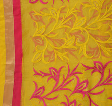 Load image into Gallery viewer, Sanskriti Vintage Dupatta Long Stole Art Silk Yellow Scarves Embroidered Hijab
