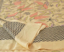 Load image into Gallery viewer, Vintage Dupatta Long Stole Art Silk Cream Wrap Hijab Kantha Printed Veil Scarves
