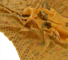 Load image into Gallery viewer, Vintage Dupatta Long Stole Pure Silk Yellow Wrap Hijab Printed Veil Scarves
