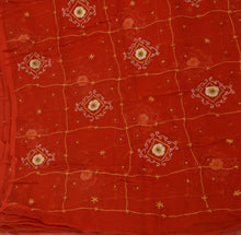 Load image into Gallery viewer, Vintage Dupatta Schal Long Stola Chiffon Silk Orange Hand Embroidered Wrap Veil
