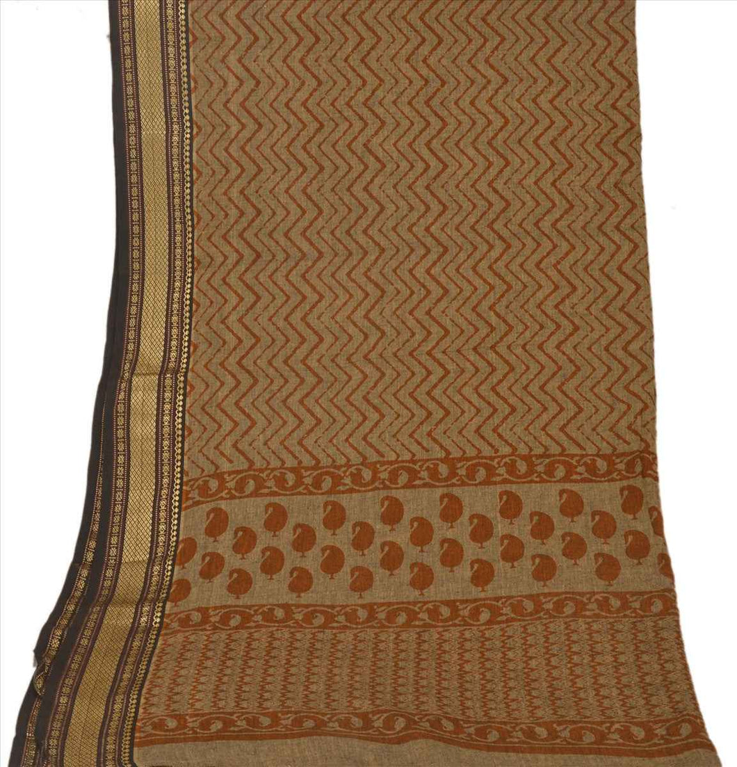 Sanskriti Vintage Dupatta Long Stole Cotton Green Hijab Printed Wrap Veil
