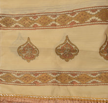 Load image into Gallery viewer, Sanskriti Vintage Dupatta Long Stole Art Silk Cream Scarves Painted Hijab
