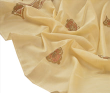 Load image into Gallery viewer, Sanskriti Vintage Dupatta Long Stole Art Silk Cream Scarves Painted Hijab
