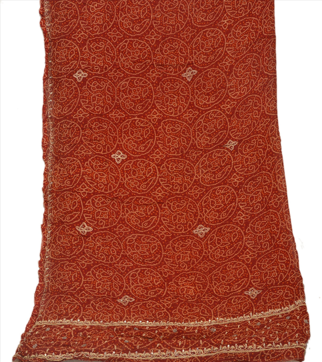 Sanskriti Vintage Dupatta Long Stole Cotton Maroon Scarves Hand Beaded Hijab