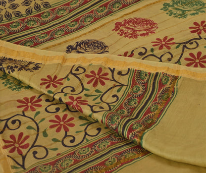 Sanskriti Vintage Dupatta Long Stole Cotton Green Wrap Hijab Printed Veil Scarves