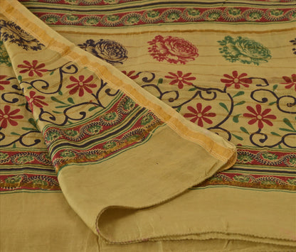 Sanskriti Vintage Dupatta Long Stole Cotton Green Wrap Hijab Printed Veil Scarves