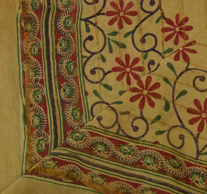 Sanskriti Vintage Dupatta Long Stole Cotton Green Wrap Hijab Printed Veil Scarves