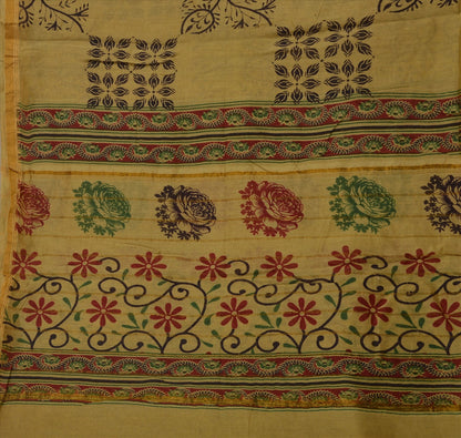 Sanskriti Vintage Dupatta Long Stole Cotton Green Wrap Hijab Printed Veil Scarves