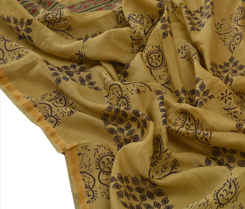 Sanskriti Vintage Dupatta Long Stole Cotton Green Wrap Hijab Printed Veil Scarves