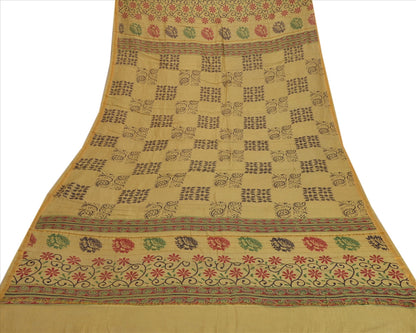 Sanskriti Vintage Dupatta Long Stole Cotton Green Wrap Hijab Printed Veil Scarves