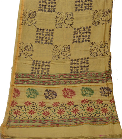 Sanskriti Vintage Dupatta Long Stole Cotton Green Wrap Hijab Printed Veil Scarves