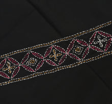 Load image into Gallery viewer, Vintage Dupatta Schal Long Stola Art Silk Black Hand Embroidered Kantha Scarves

