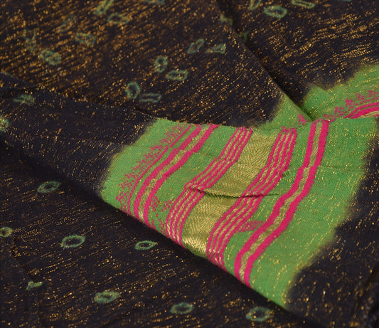 Sanskriti Vintage Dupatta Long Stole Cotton Black Scarves Woven Wrap Hijab