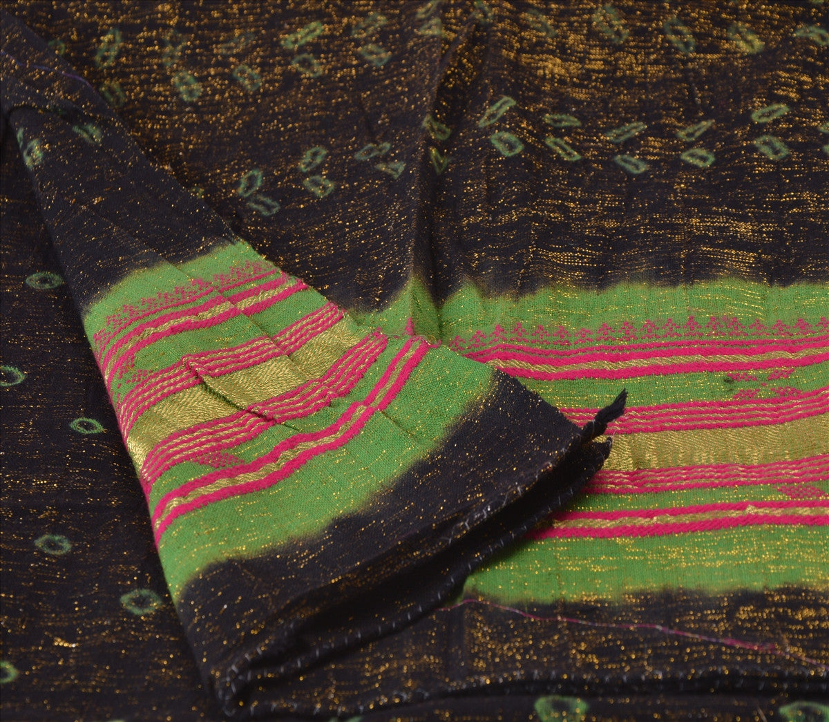 Sanskriti Vintage Dupatta Long Stole Cotton Black Scarves Woven Wrap Hijab