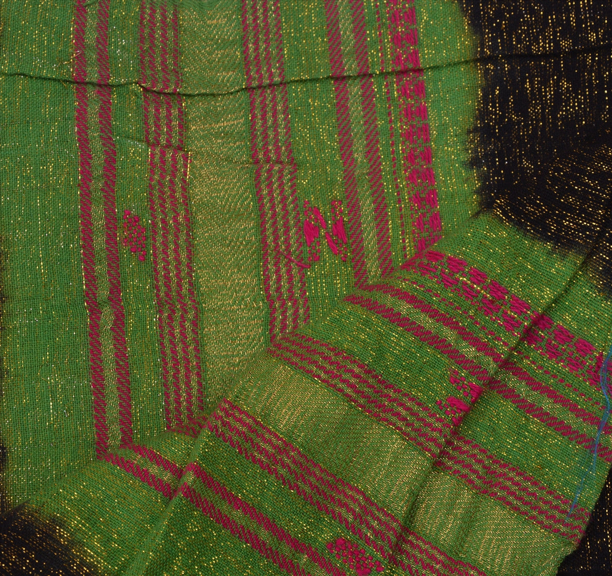 Sanskriti Vintage Dupatta Long Stole Cotton Black Scarves Woven Wrap Hijab