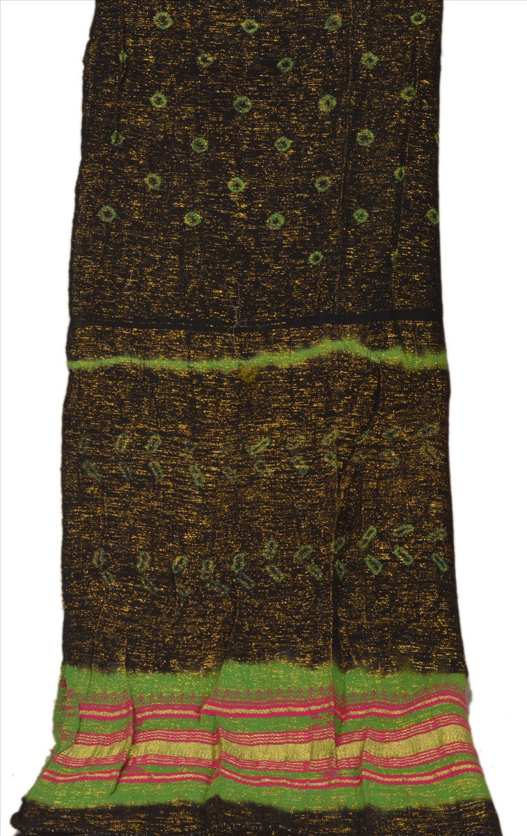Sanskriti Vintage Dupatta Long Stole Cotton Black Scarves Woven Wrap Hijab