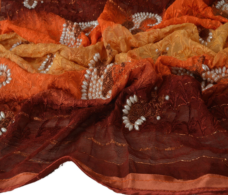 Sanskriti Vintage Dupatta Long Stole Cotton Multi Color Scarves Hand Beaded Veil