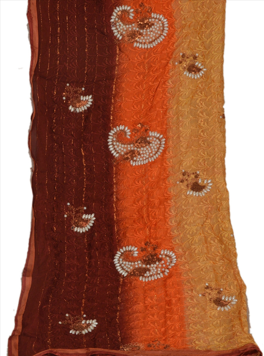 Sanskriti Vintage Dupatta Long Stole Cotton Multi Color Scarves Hand Beaded Veil