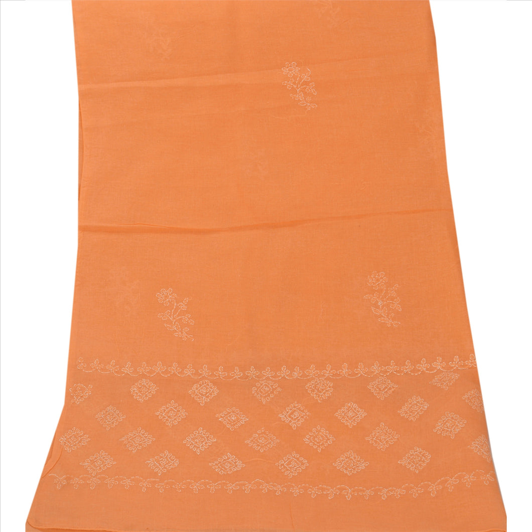 Vintage Dupatta Long Stole Cotton Peach Hand Embroidered Chikankari Wrap Veil
